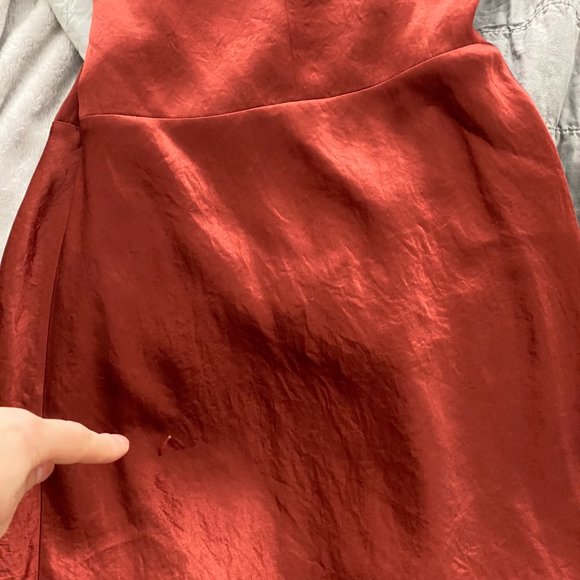 FLAW - VINCE Satin Slip Midi Dress - Sangre - Size 2 - Burnt Orange Rust - Picture 12 of 13